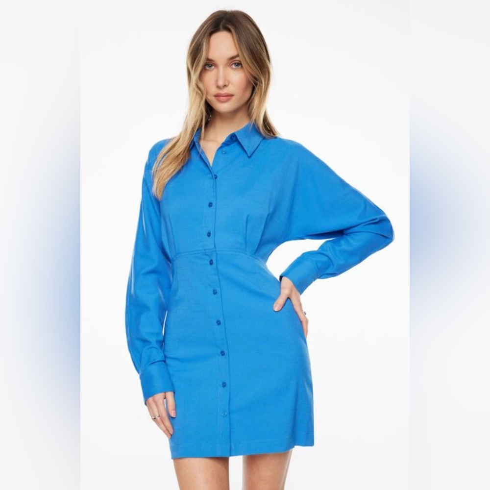 2/$30 👗 | Dynamite | Long sleeve Blue Button-Up Dress | Size Large